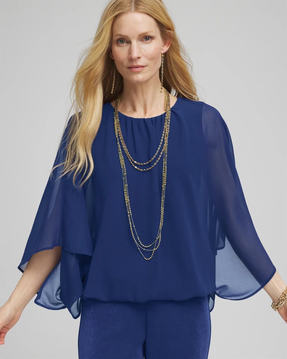 Travelers™ Collection Bubble Hem Chiffon Blouse | Chico's Travelers™ Collection Bubble Hem Chiffon Blouse | Chico's